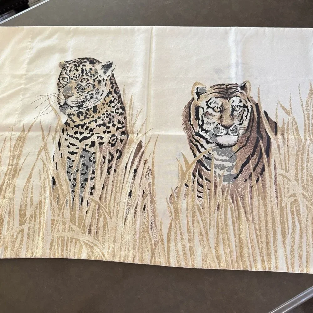 Vtg Stevens Wild Tiger Leopard Animal Standard Pillow Case 20x30